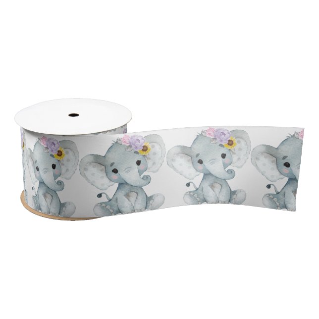 Girl Elephant Satin Ribbon Pink Lila gelb Satinband (Spule)
