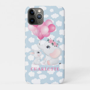 Girl Elephant und Bunny mit Blume und Ballon Case-Mate iPhone Hülle