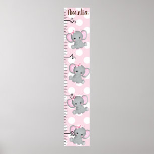 Girl Elephants Growth Chart Jegliche Farbe Behalte Poster