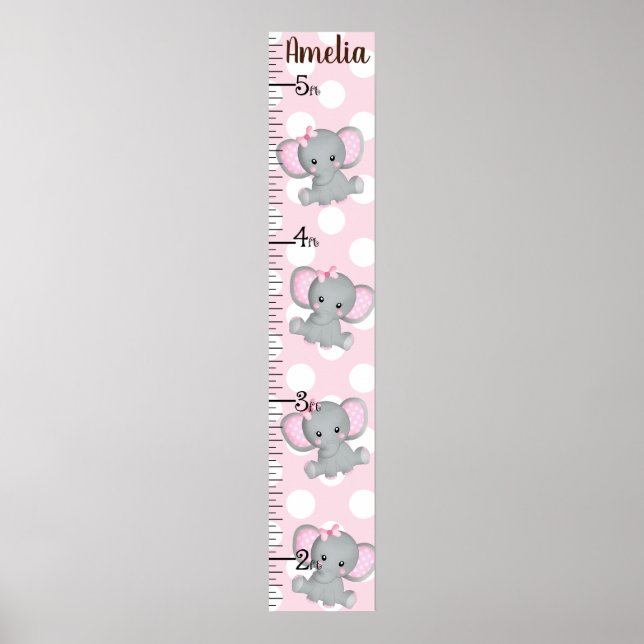 Girl Elephants Growth Chart Jegliche Farbe Behalte Poster (Vorne)