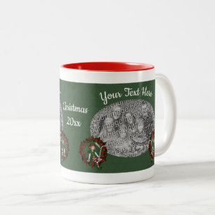 Girl Elf auf Wreath Holiday Personalisiertes Foto Zweifarbige Tasse