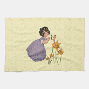 Girl Elf Fairy Daffodil Antique Oaster Handtuch