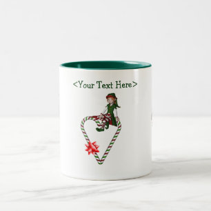 Girl Elf Herz Personalisiert Weihnachtsfeiertag Ta Zweifarbige Tasse