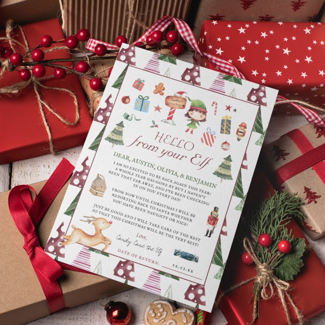 Girl Elf | Kids Christmas Elf Hallo Letter Card Einladung (Von Creator hochgeladen)