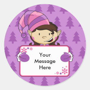 Girl Elf Weihnachtsgeschenk Tag Sticker
