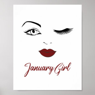 Girl Eyes Niedlich Red Lips Wink Geburtstag Poster