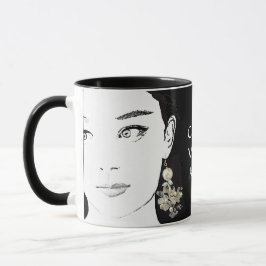 Girl face hübsche Blumenmode-Illustration funky Tasse