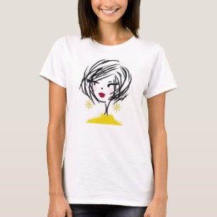 Girl Face Sketch T-Shirt - Kunststil
