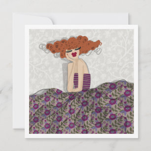 Girl Fairy in Floral Print Fashion Illustration Einladung