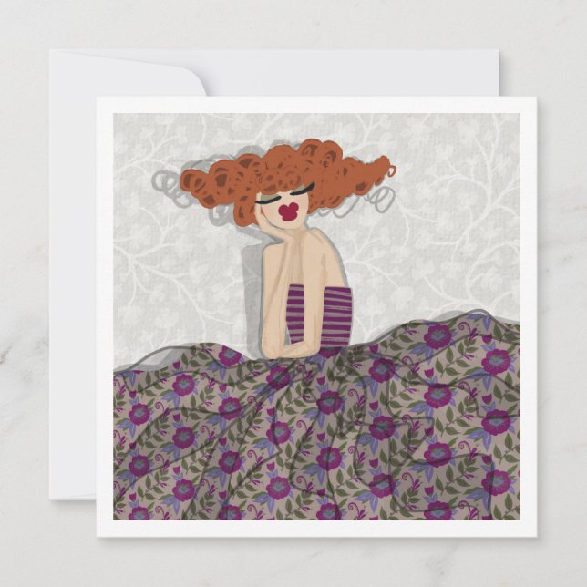 Girl Fairy in Floral Print Fashion Illustration Einladung (Vorderseite)