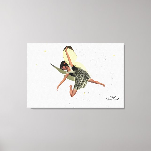 Girl Fairy mit gelben Flügeln Canvas Print Leinwanddruck (Vorderseite)