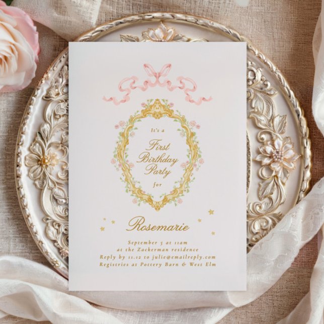 Girl Fairytale Princess Bow Pink Birthday Party Einladung (Von Creator hochgeladen)