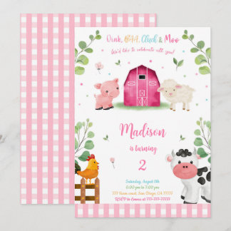Girl Farm Birthday Einladung