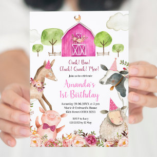 Girl Farm Birthday Einladung