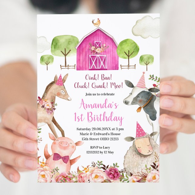 Girl Farm Birthday Einladung (Von Creator hochgeladen)