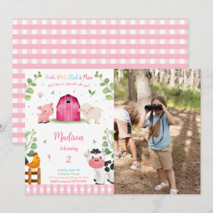 Girl Farm Birthday Foto Einladung