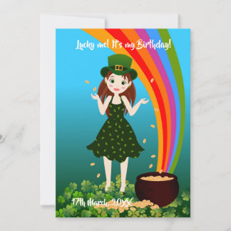 Girl feiert ihren Geburtstag auf Saint Patrick's I Einladung