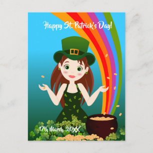 Girl feiert ihren Geburtstag auf St. Patrick's Postkarte