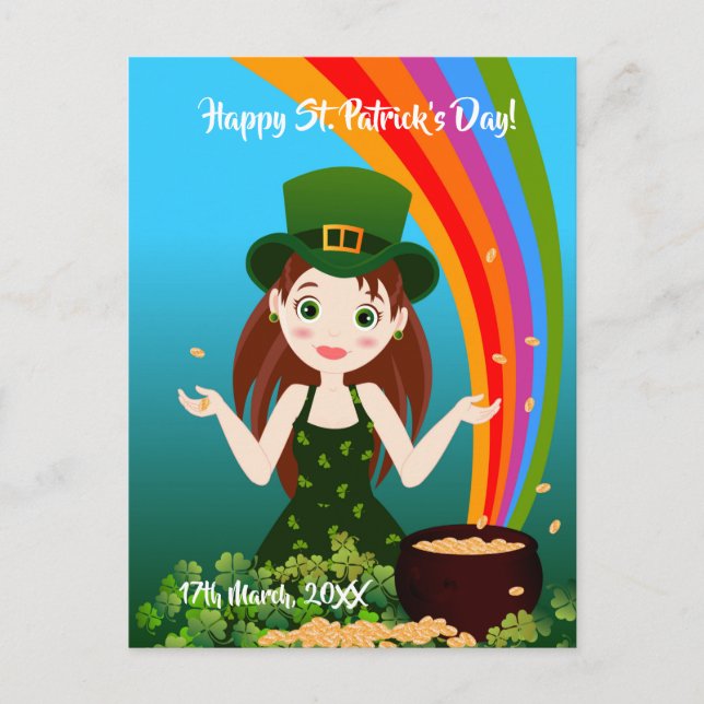 Girl feiert ihren Geburtstag auf St. Patrick's Postkarte (Vorderseite)