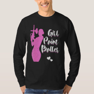 Girl Female Paintballer Player Paintball Shooting T-Shirt