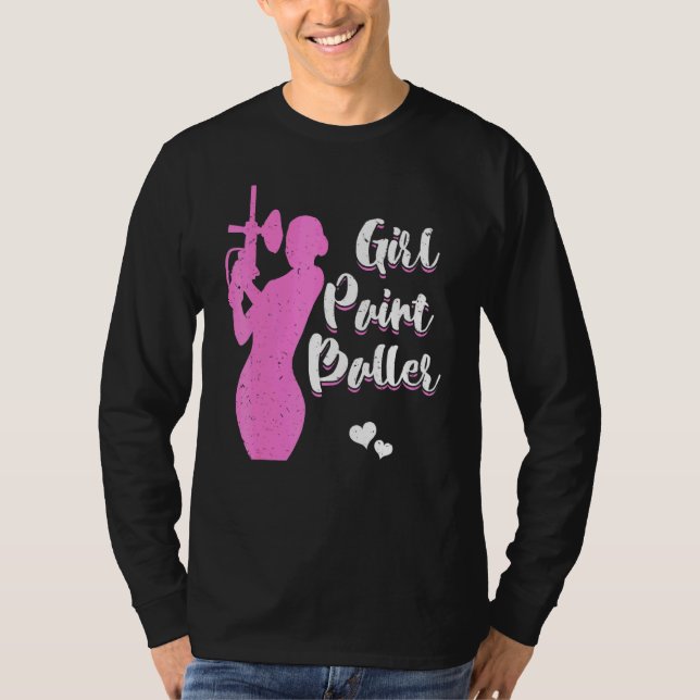 Girl Female Paintballer Player Paintball Shooting T-Shirt (Vorderseite)