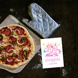 Girl Firework Strike Up Bowling Sport Baby Shower Dankeskarte