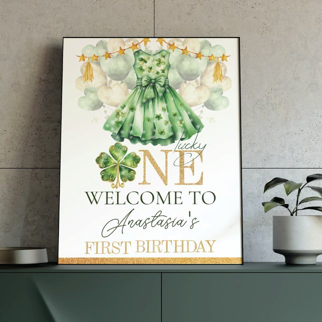 Girl First Birthday St Patrick's Day Personalisier Poster (Von Creator hochgeladen)