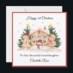 Girl First Christmas Gingerbrot Snowman Card Feiertagskarte<br><div class="desc">Diese Weihnachtskarte eignet sich für Zwillingsmädchen oder Single. Das Design umfasst Schneeflocken in Aquarelltönen,  ein Lebkuchenhaus,  Weihnachtsbäume,  Lebkuchenfiguren und Schneemann.</div>