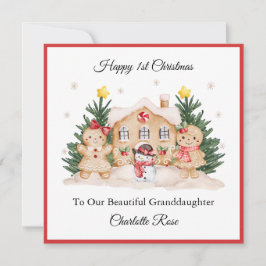Girl First Christmas Gingerbrot Snowman Card Feiertagskarte