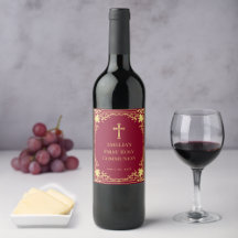 Girl First Communion Burgundy Imitats Gold Vintag
