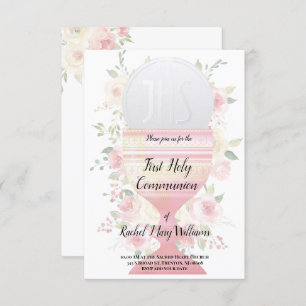 Girl First Communion   Chalice Host Einladung