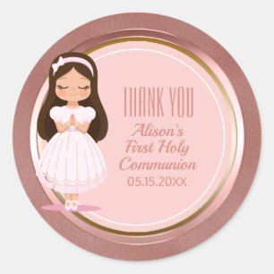 Girl First Communion Rose Gold Umschlag Aufkleber