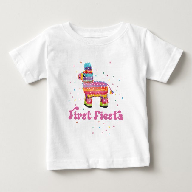 Girl First Fiesta Birthday Baby T-shirt (Vorderseite)