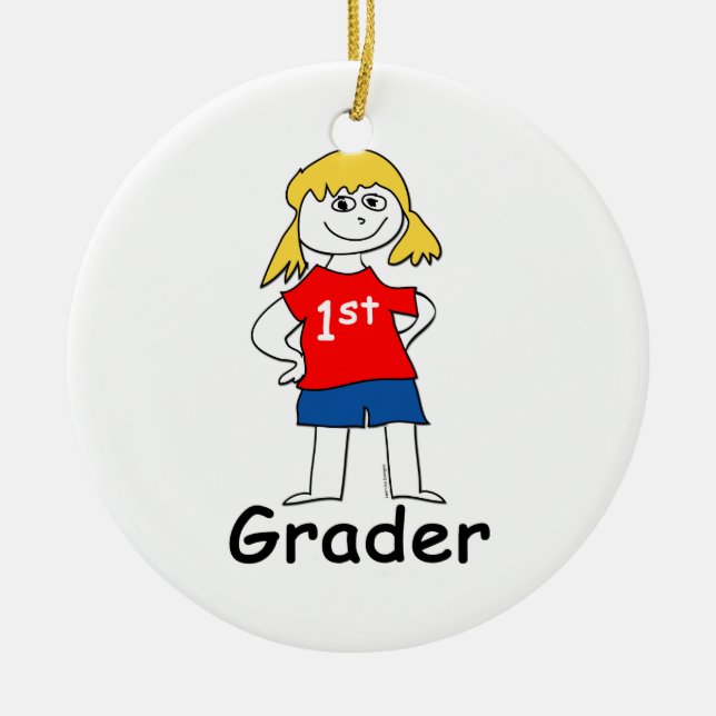 Girl First Grader Keramik Ornament (Vorne)