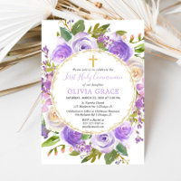 Girl First Holy Communion Floral Lila Lavendel