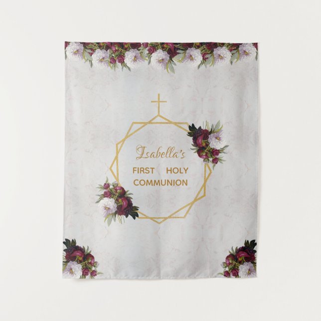 Girl First Kommune Hintergrund Gold Burgund Marmor Wandteppich (Vorderseite)