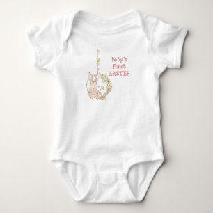 Girl First Oaster Bunny auf Blume Swing Baby Strampler
