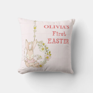 Girl First Oaster Bunny auf Blume Swing Kissen