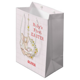 Girl First Oaster Bunny auf Blume Swing Mittlere Geschenktüte