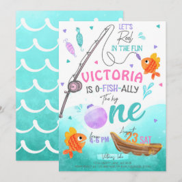 Girl Fishing 1. Geburtstag Einladung