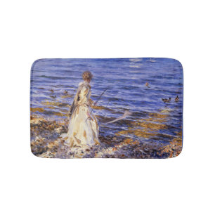 Girl Fishing (von John Singer Sargent) Badematte