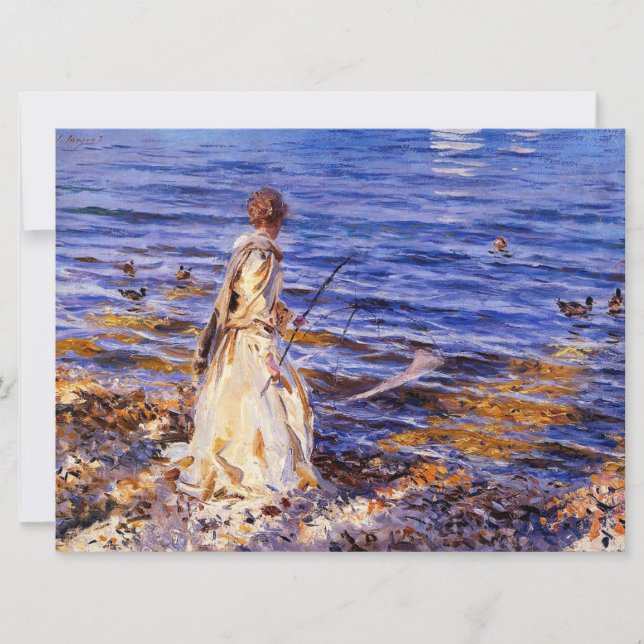 Girl Fishing (von John Singer Sargent) Karte (Vorderseite)