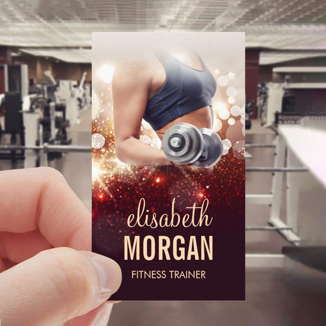 Girl Fitness Trainer Dumbell Gold Glitzer Sparkle Visitenkarte (Von Creator hochgeladen)