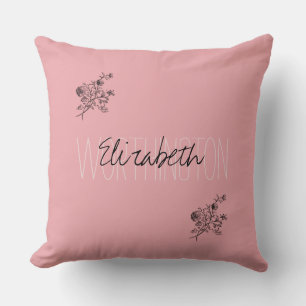 Girl Floral Calligraphy Name pink rot rot Kissen