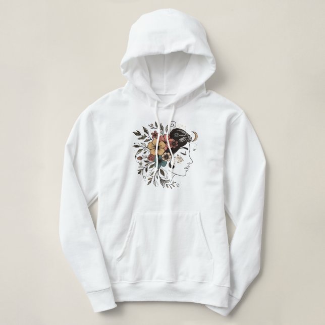 Girl floral face line art  hoodie (Design vorne)