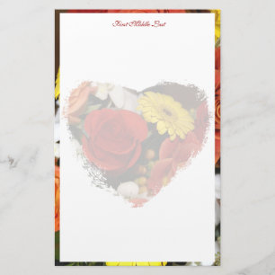 Girl Floral Heart Bouquet Border Custom Briefpapier