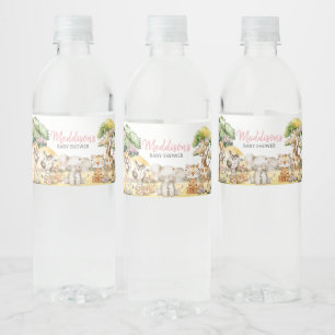 Girl Floral Jungle Safari Animals Baby Dusche Wasserflaschenetikett