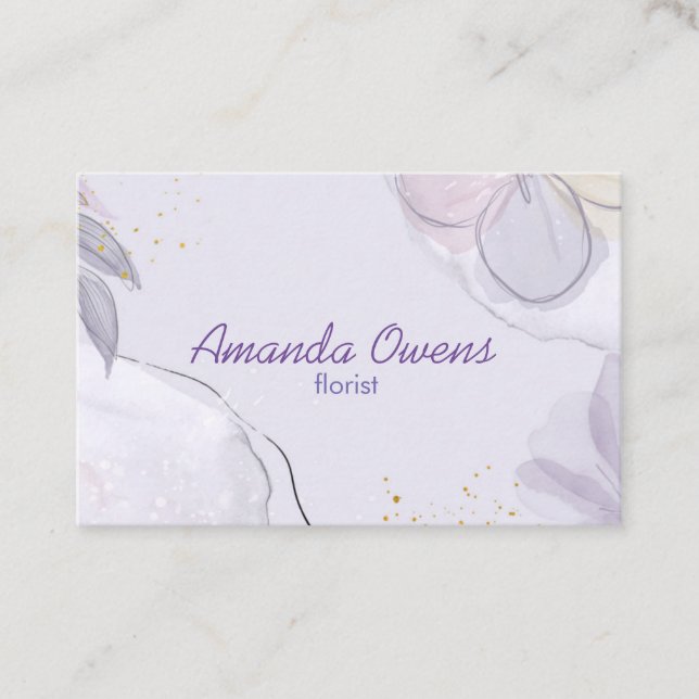 Girl Floral Lila Business Card Visitenkarte (Vorderseite)