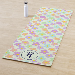 Girl Floral mit Retro Daisy Blume Grüner Fitnessra Yogamatte