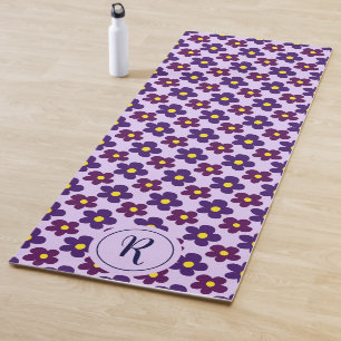 Girl Floral mit Retro Daisy Blume Lila Fitnessraum Yogamatte